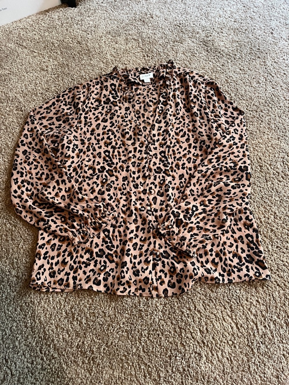 J. Crew Leopard Print Button-Front Blouse - Tan and Blacksize small